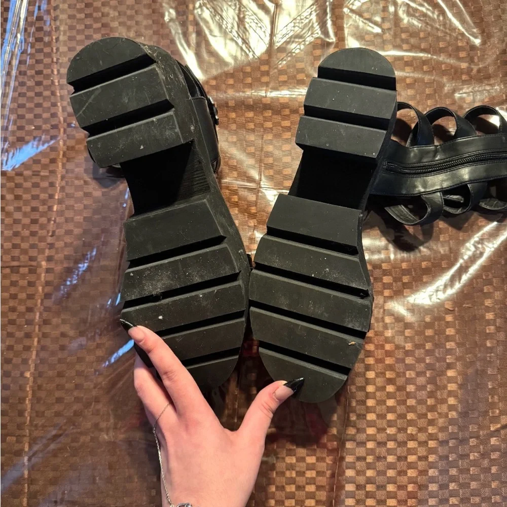 Killstar Black Sandals with Silver Skull Accents - Picture 2 of 2
